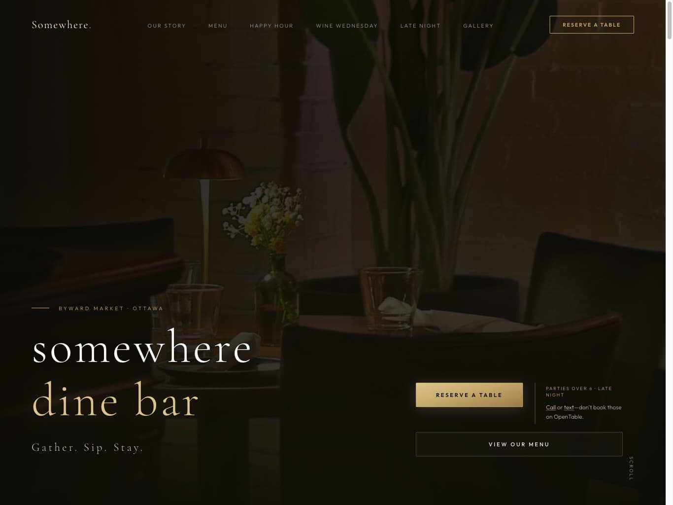 Somewhere Dine website